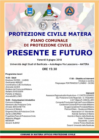NUOVO PIANO DI PROTEZIONE CIVILE DEL COMUNE DI MATERA. PRESENTE E FUTURO